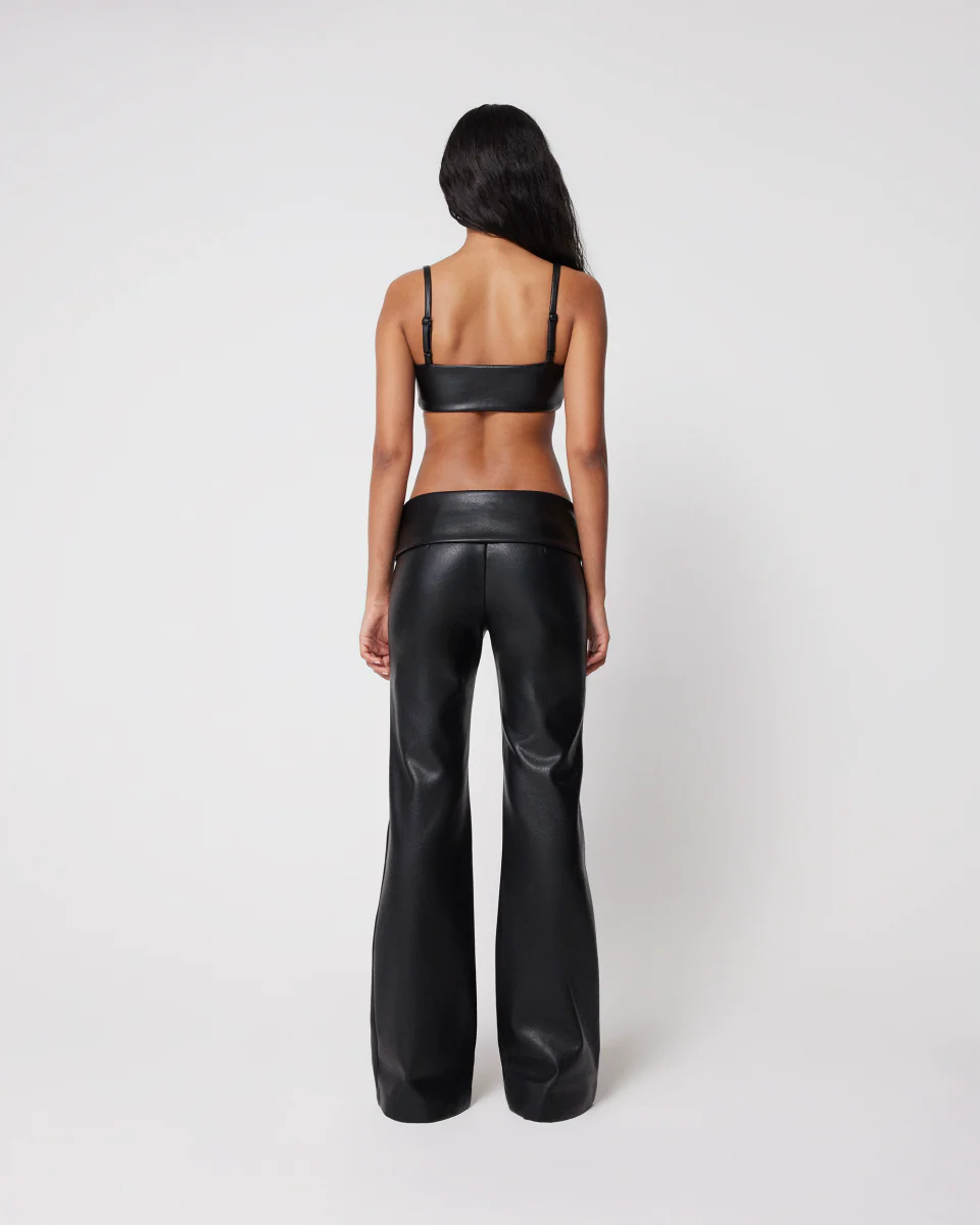 Black Fold Over Leather Pants
