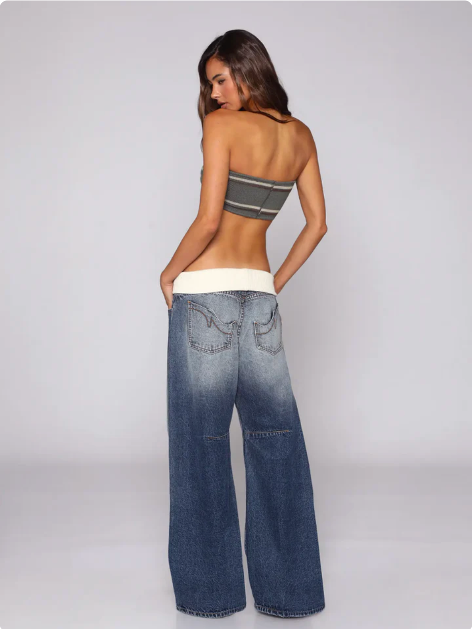 Blue Fold Over Jeans