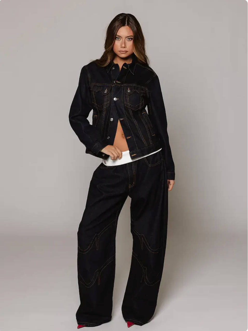 Black Fold Over Jeans
