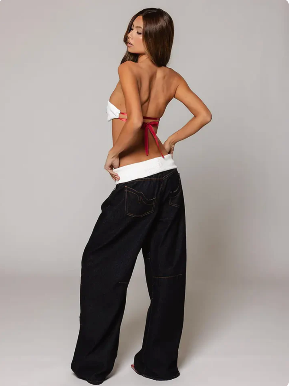 Black Fold Over Jeans