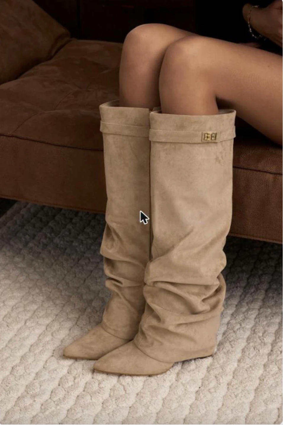 Beige Vienna Slouchy Suede Boots