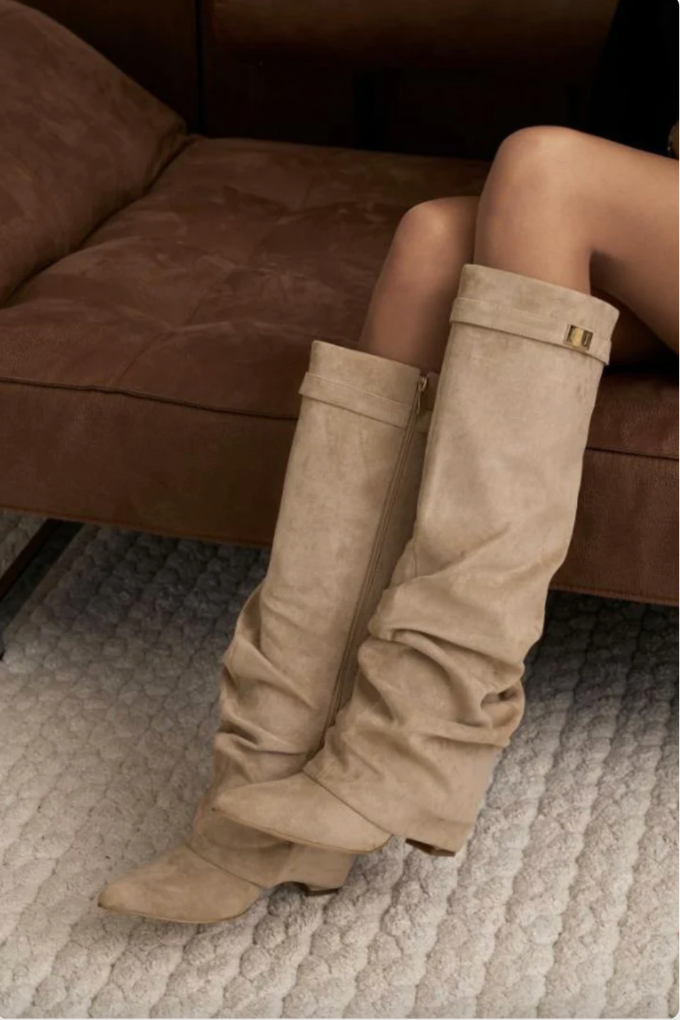 Beige Vienna Slouchy Suede Boots